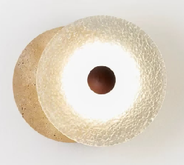 Model 6286 Peach Wood Travertine Wall Sconce